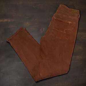 American Eagle Tomgirl Super Stretch Distressed Jeans Rust Brown Size 4 Regular